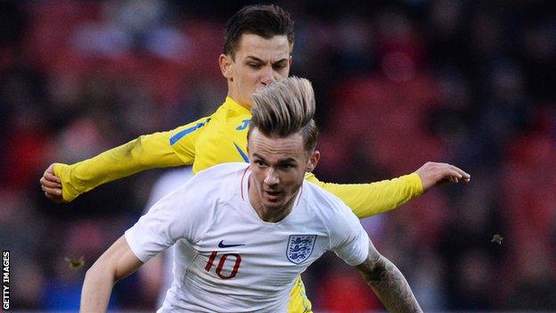 James Maddison (front) in action for England