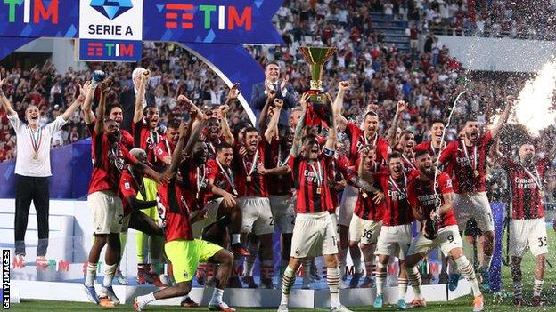 AC Milan players celebrate title win