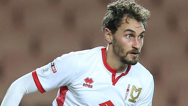 Ed Upson in action for MK Dons.