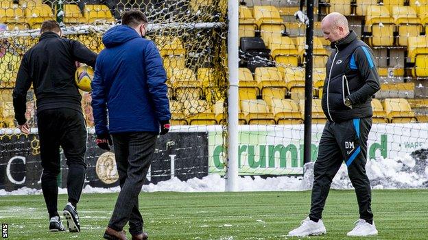 David Martindale (right) inspecting Livingston pitch