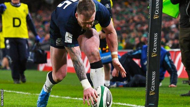 Scotland captain Stuart Hogg dropped the ball over the line during his side's seven-point loss in Dublin in the Six Nations