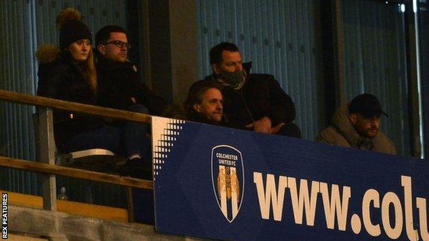 Robbie Cowling (front row, centre) is one of the select number of 'fans' allowed to attend home games during the Covid pandemic