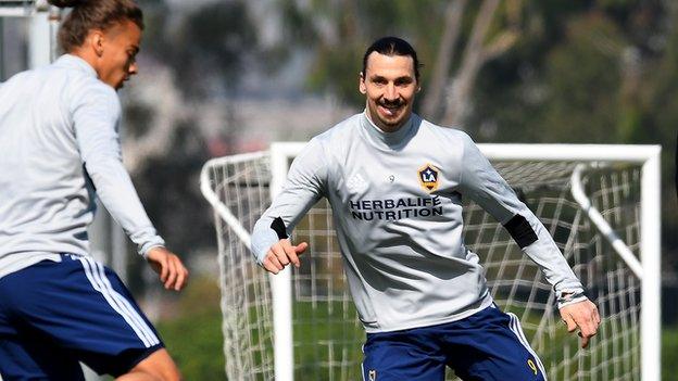 Zlatan Ibrahimovic in training with LA Galaxy