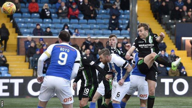 Hibernian defender Ryan Porteous scores against Kilmarnock