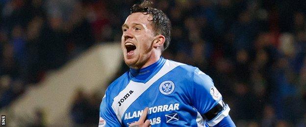 St Johnstone's Danny Swanson celebrates after scoring against Inverness in November