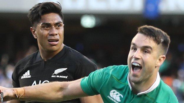 Ireland claimed their first ever win over New Zealand at Soldier Field in Chicago