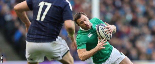 Tommy Bowe in action at Murrayfield