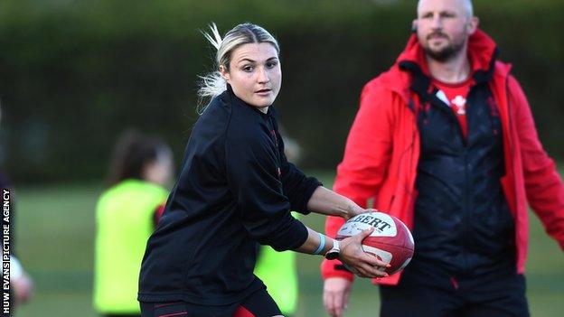 Lowri Norkett in Wales training