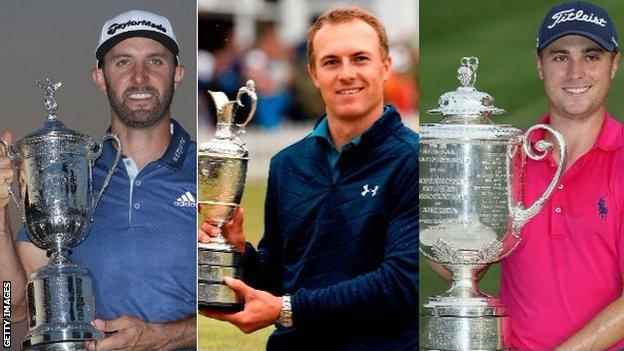 Dustin Johnson, Jordan Spieth and Justin Thomas