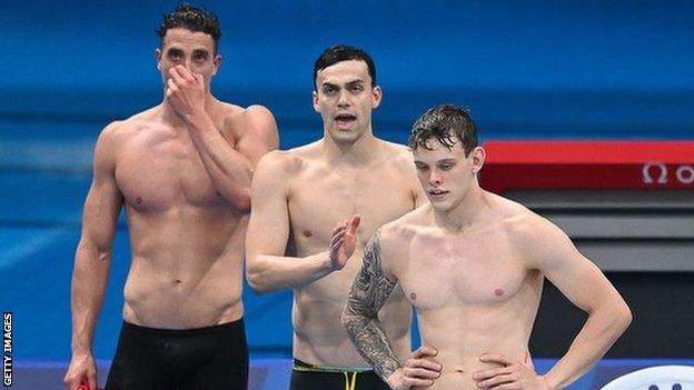 Matthew Richards (right), James Guy and Calum Jarvis (left) in action in Tokyo