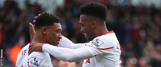 Jordon Ibe (left) with Daniel Sturridge