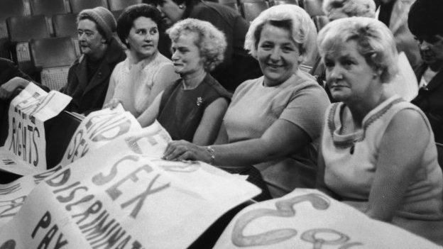 Striking machinists at Ford at a conference on equal rights in industry on 28 June 1968