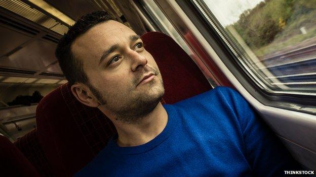 young man in train