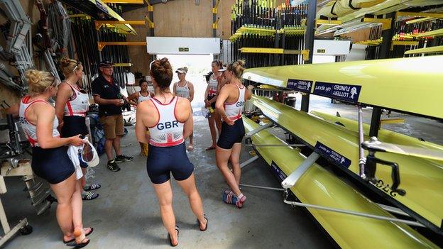 The boathouse at the British Rowing Centre in Berkshire