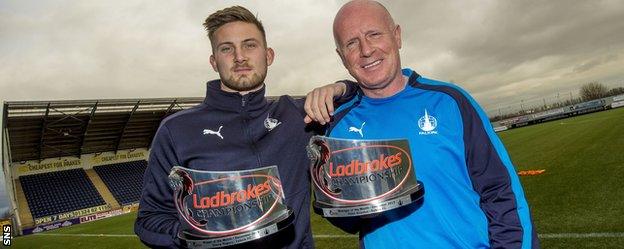 Falkirk's Danny Rogers and Peter Houston with their awards