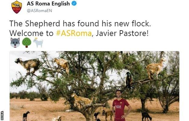 Roma announced the Pastore signing with this tweet