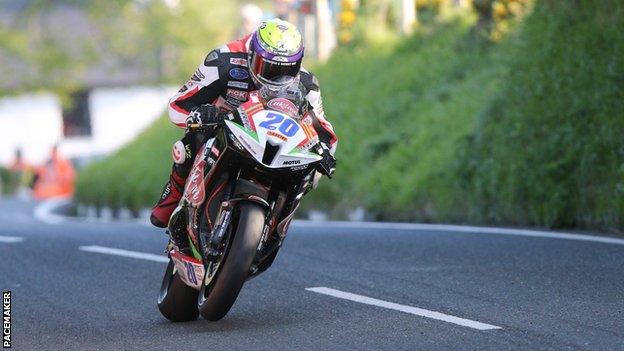 Jamie Hamilton in action at the Isle of Man TT