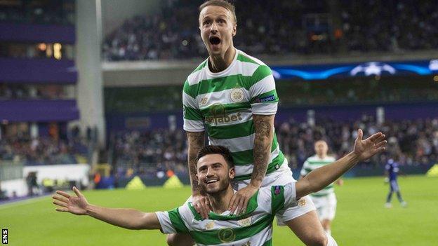 Celtic's Leigh Griffiths and Patrick Roberts