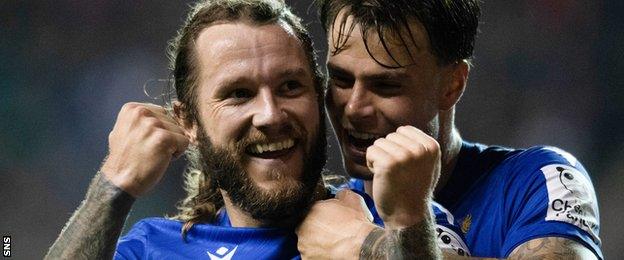 St Johnstone's Stevie May and Melker Hellberg celebrate