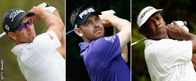 Adam Scott, Louis Oosthuizen and Vijay Singh