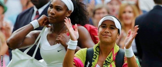 Heather Watson and Serena Williams depart