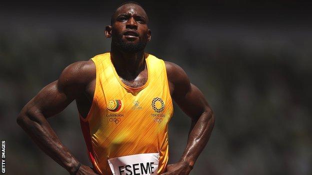 Cameroonian sprinter Emmanuel Eseme at the Tokyo Olympics