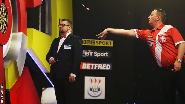 Glen Durrant during the match against Scott Waites