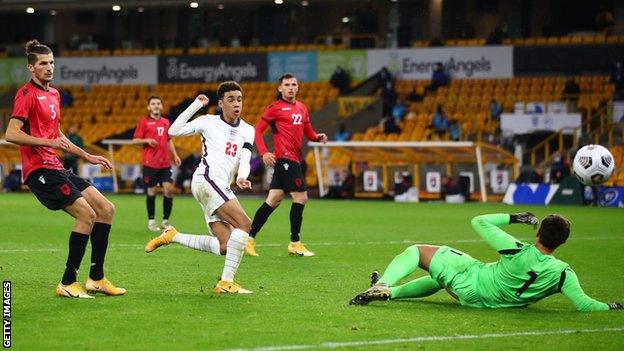 Jamal Musiala scored for England Under-21s in a 5-0 win over Albania in November