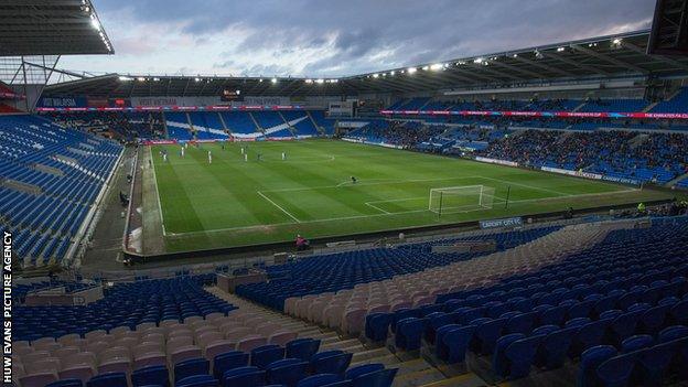 A sparse crowd at Cardiff City Stadium for Cardiff v Mansfield