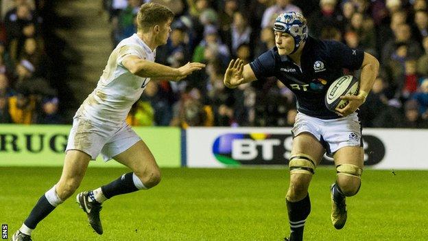 David Denton playing for Scotland against England