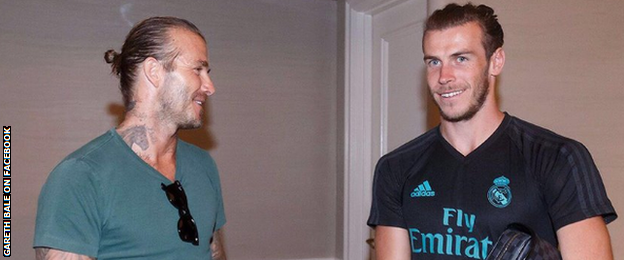 Gareth Bale (right) with David Beckham