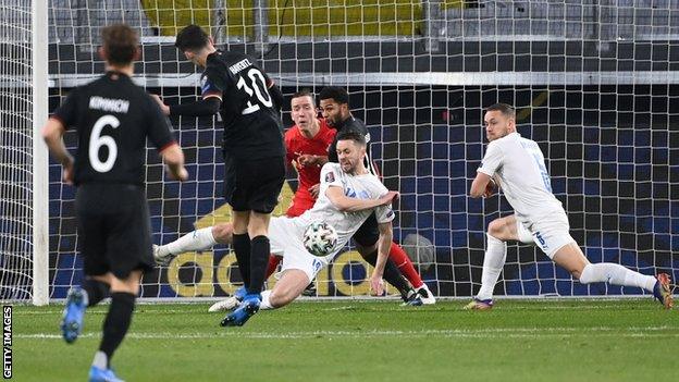 Kai Havertz scores for Germany against Iceland