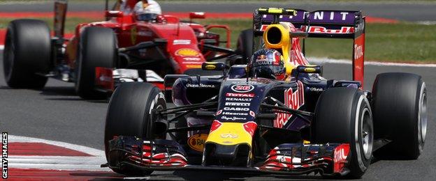 Ferrari's Sebastian Vettel and Red Bull's Daniil Kvyat