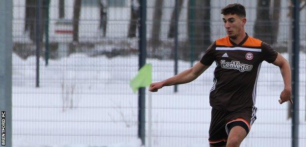 Luka Racic in action for Brentford's B team