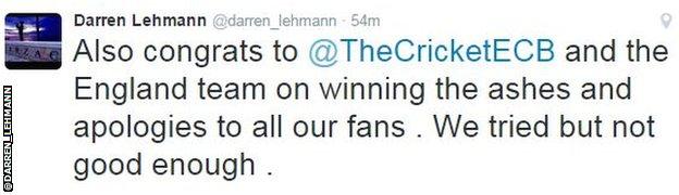 Darren Lehmann tweet