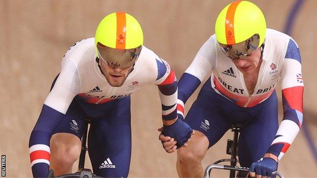 Matt Walls and Ethan Hayter in the men's madison