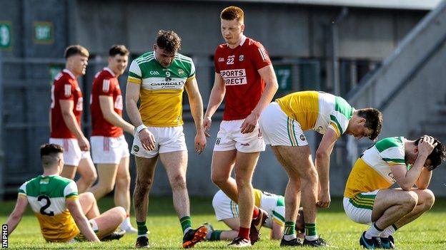 Offaly players dejected in Tullamore