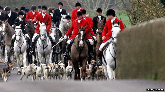 Huntsmen with the Avon Vale Hunt ride out on their traditional Boxing Day hunt