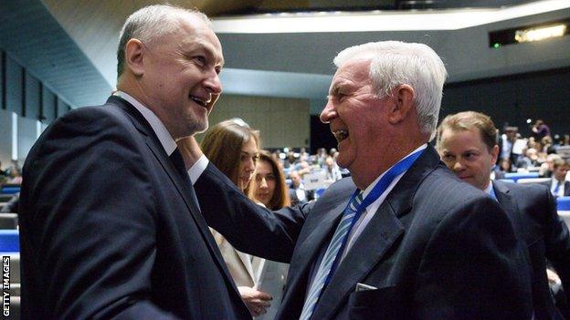 Rusada director general Yuri Ganus (left) with Wada president Sir Craig Reedie