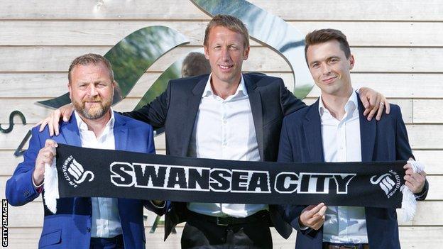 Bjorn Hamberg will join up with Billy Reid (L), boss Graham Potter (C) and Kyle Macaulay on the Swansea backroom staff