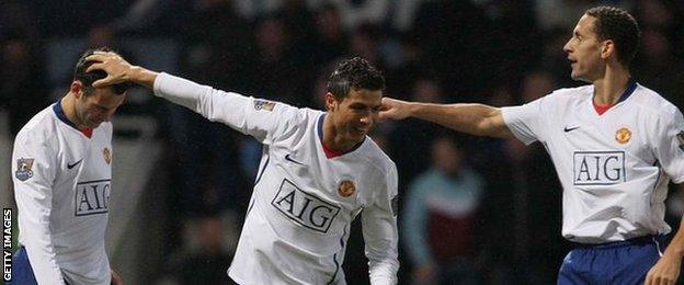 Ryan Giggs, Cristiano Ronaldo and Rio Ferdinand