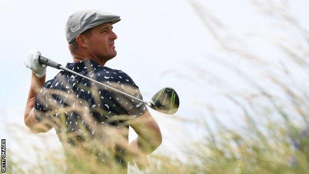 Bryson DeChambeau teeing off at the 149th Open Championship at Royal St George's