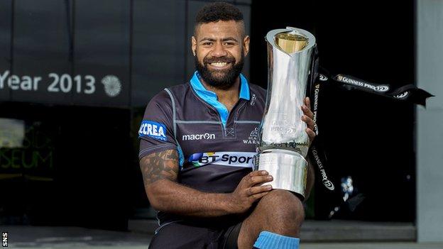 Junior Bulumakau poses with the Pro12 trophy