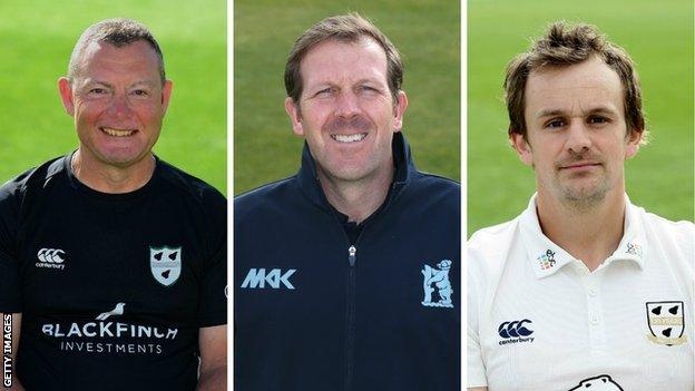 Alex Gidman (right) will be reunited with Alan Richardson (centre) in head coach Kevin Sharp's new-look Worcestershire backroom team