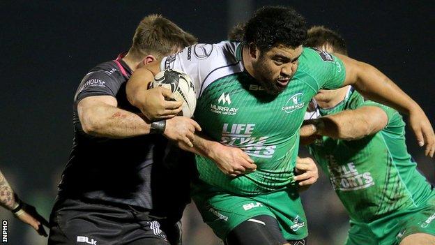 Connacht prop Rodney Ah You in action against Sam Parry of the Ospreys in Galway