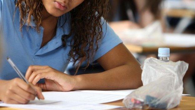 girl doing exam