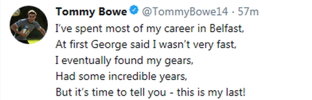 Tommy Bowe tweet