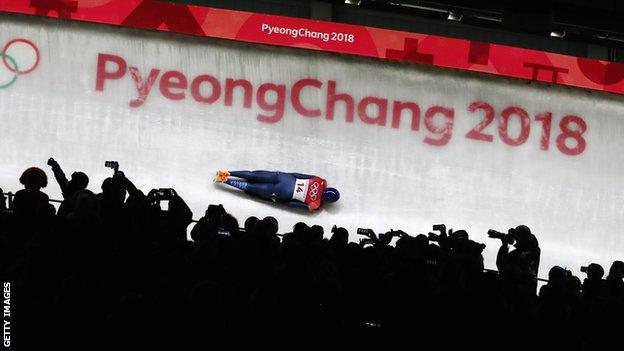 Lizzy Yarnold in action at Pyeongchang 2018