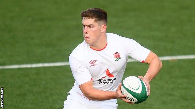 Dan Lancaster in action for the England Under-20 side