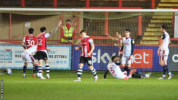 Ricardo Almeida Santos' own goal gave Exeter the lead.